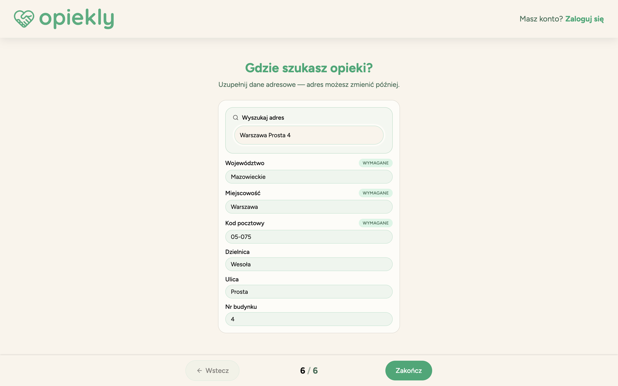 User location (and the caregiver's service radius)