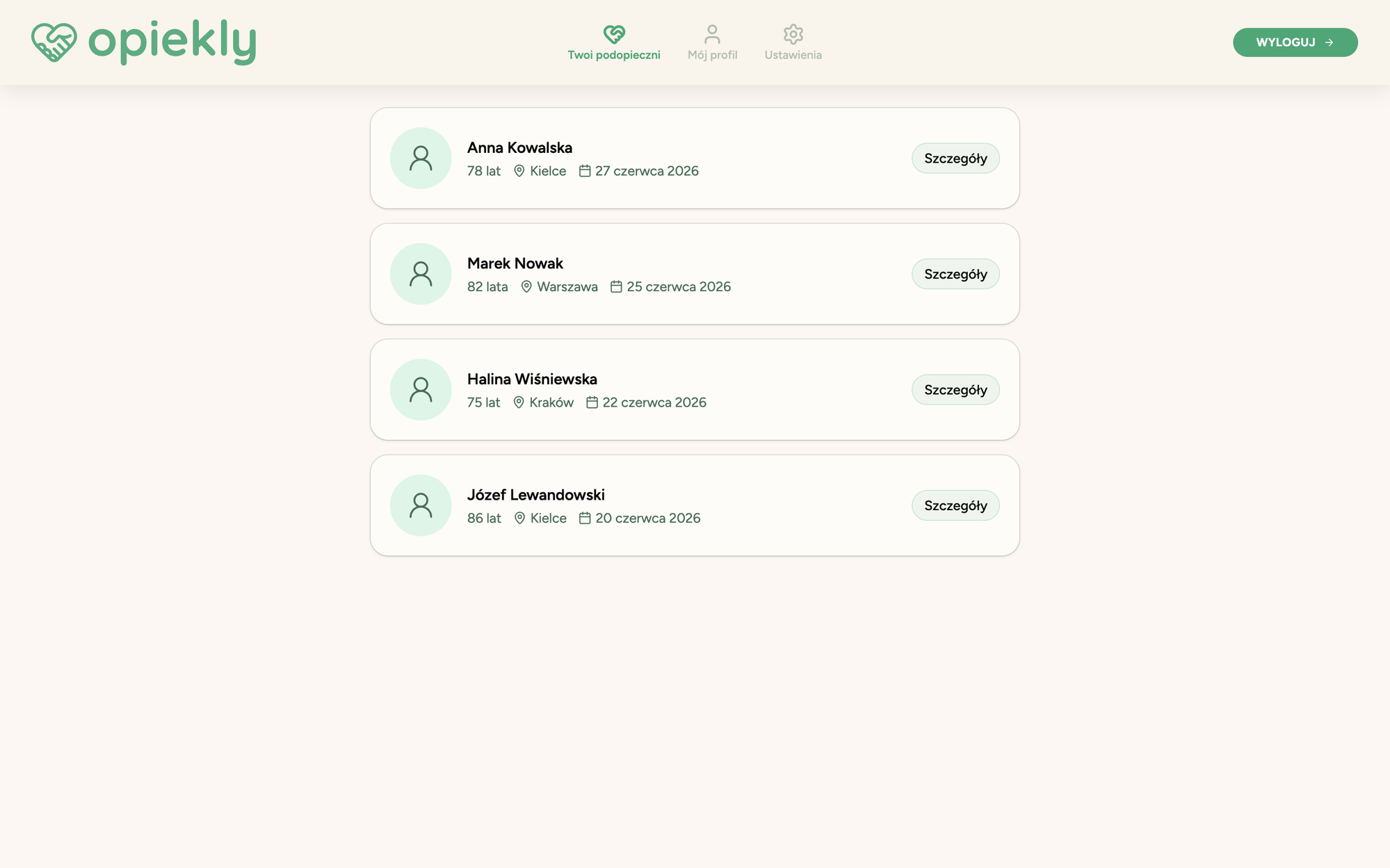 The 'Your seekers' tab in the caregiver panel